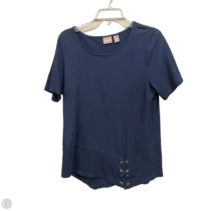 Top Short Sleeve By Chicos In Navy, Size: M