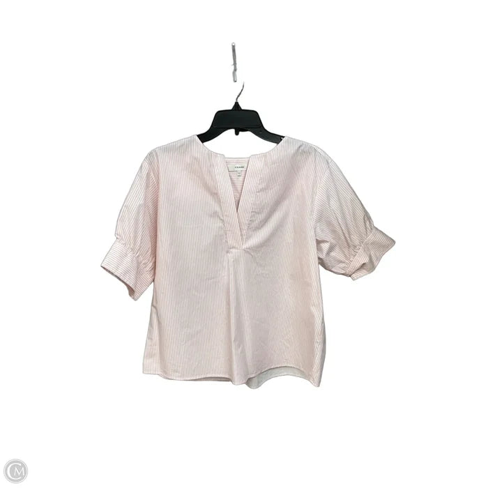 Top Short Sleeve By Frame In Striped Pattern, Size: M