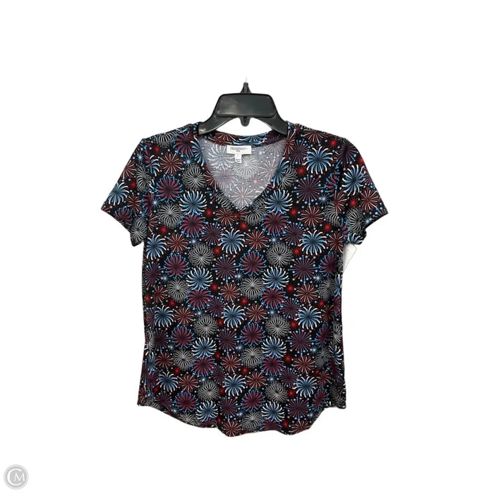 Top Short Sleeve By Freshman In Blue & Red & White, Size: S