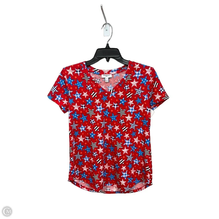 Top Short Sleeve By Freshman In Blue & Red & White, Size: S