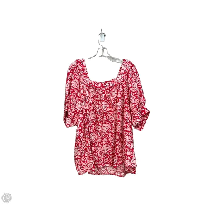 Top Short Sleeve By Lane Bryant In Red & White, Size: 4x
