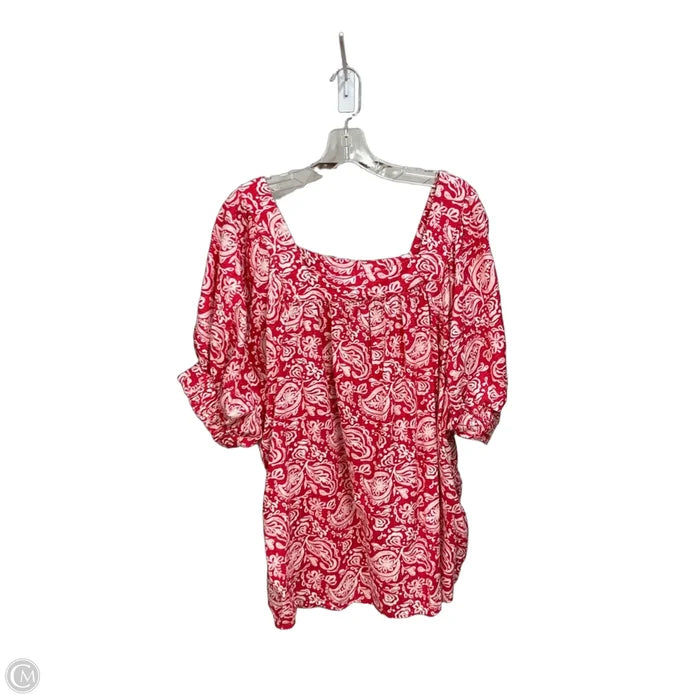 Top Short Sleeve By Lane Bryant In Red & White, Size: 4x