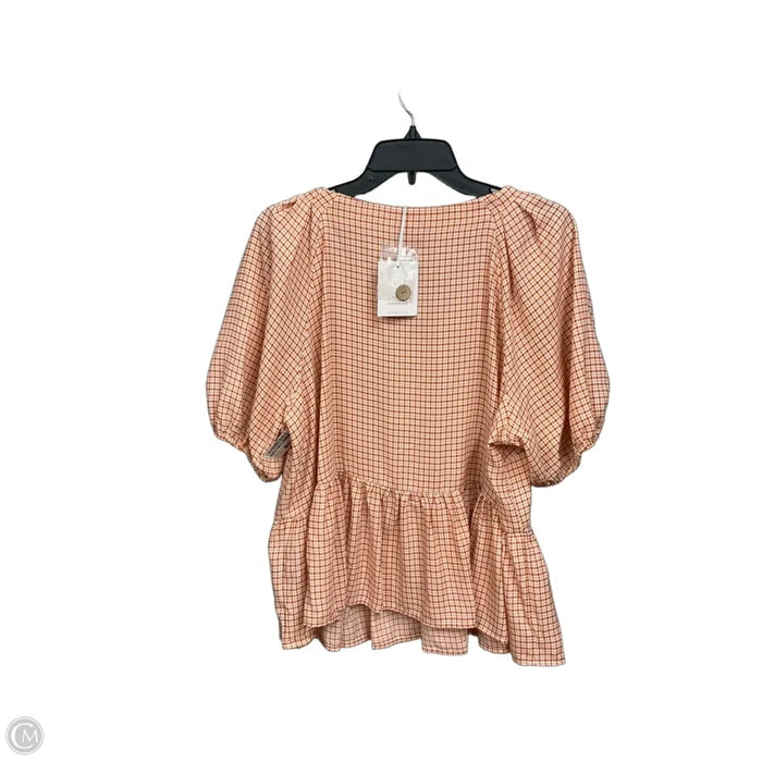 Top Short Sleeve By Lc Lauren Conrad In Checkered Pattern, Size: 1x