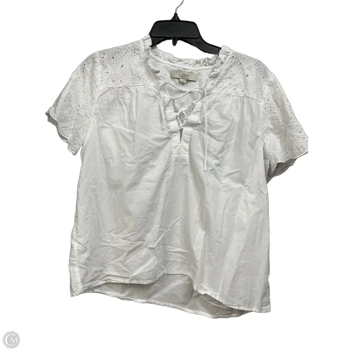 Top Short Sleeve By Loft In White, Size: M