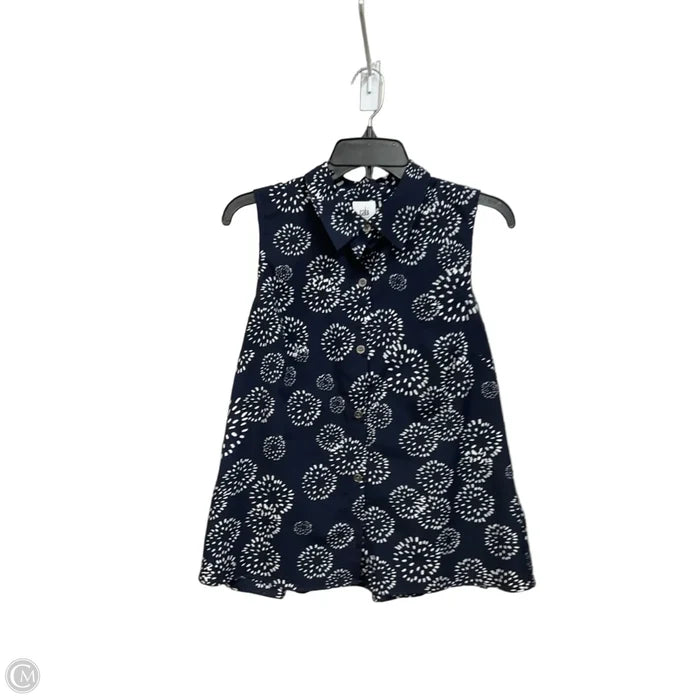 Top Sleeveless By Cabi In Blue & White, Size: S