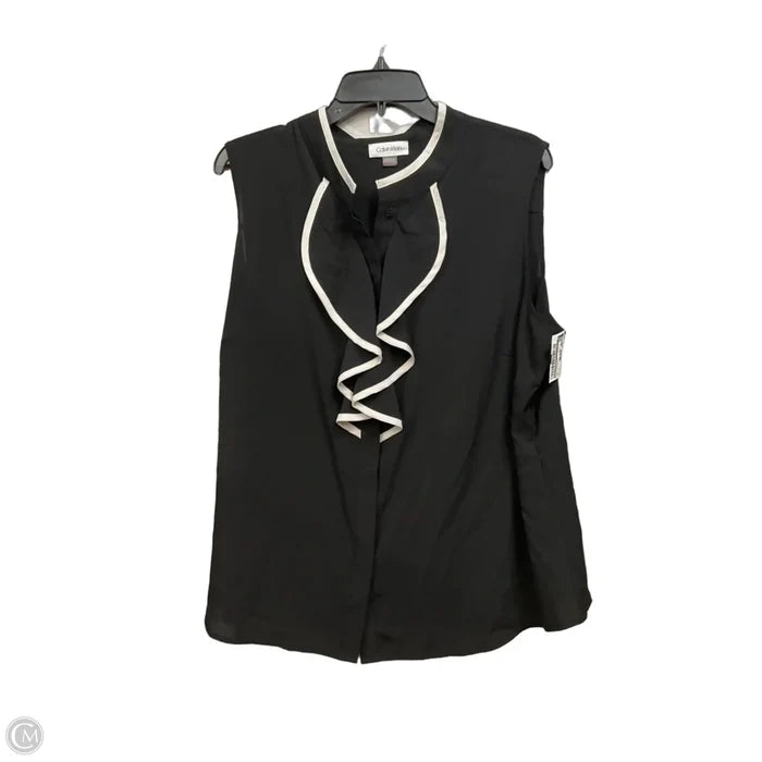 Top Sleeveless By Calvin Klein In Black & White, Size: Xl
