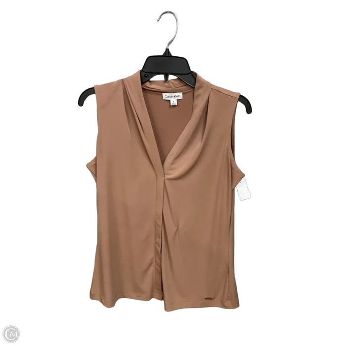 Top Sleeveless By Calvin Klein In Tan, Size: S