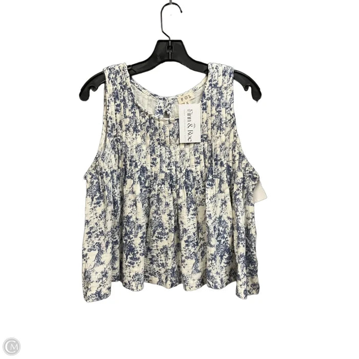 Top Sleeveless By Pol In Blue & White, Size: S