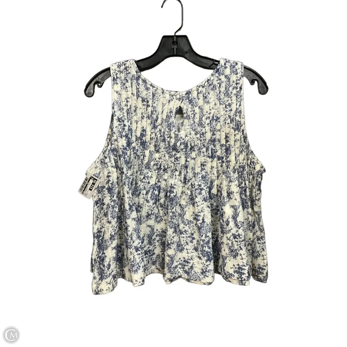 Top Sleeveless By Pol In Blue & White, Size: S