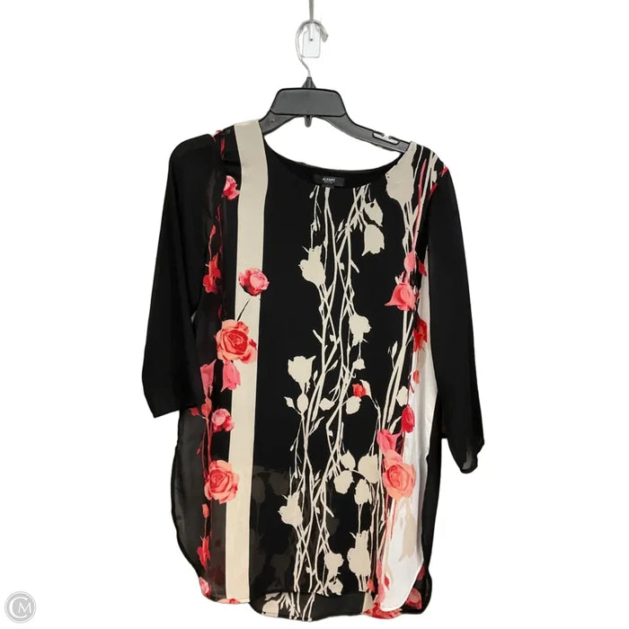Tunic 3/4 Sleeve By Alfani In Black, Size: Mp