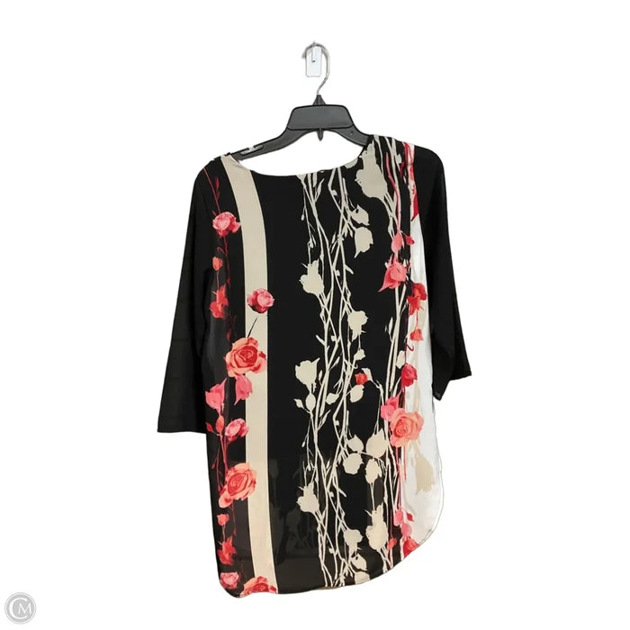 Tunic 3/4 Sleeve By Alfani In Black, Size: Mp