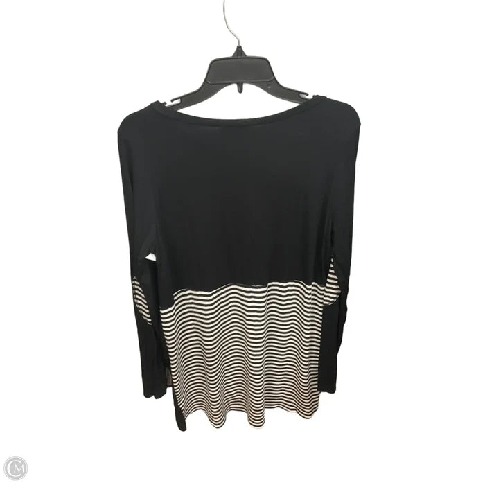 Tunic Long Sleeve By Clothes Mentor In Black & White, Size: L