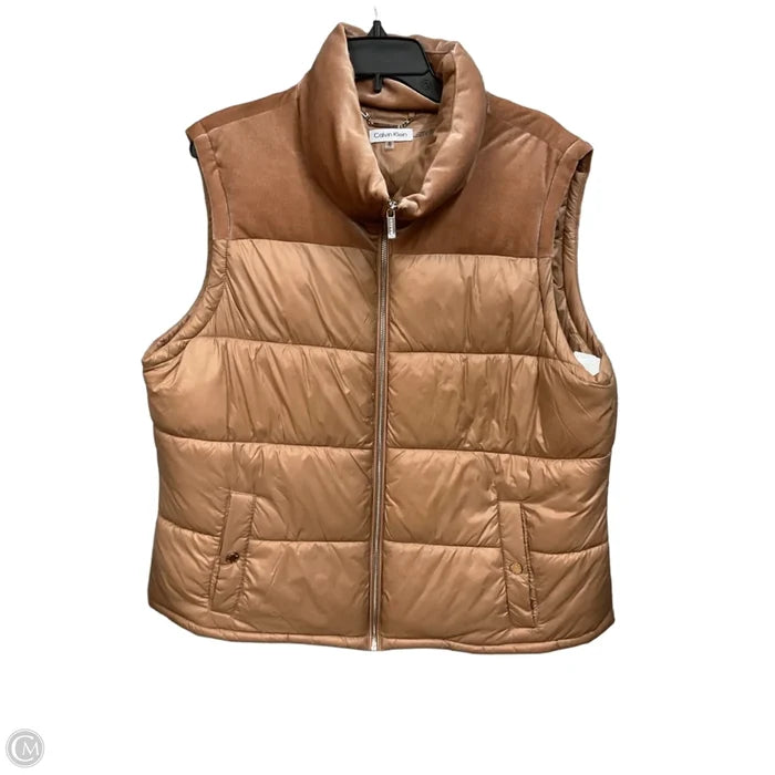 Vest Puffer & Quilted By Calvin Klein In Tan, Size: Xl