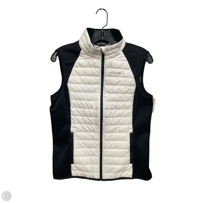 Vest Puffer & Quilted By Eddie Bauer In Black & White, Size: M