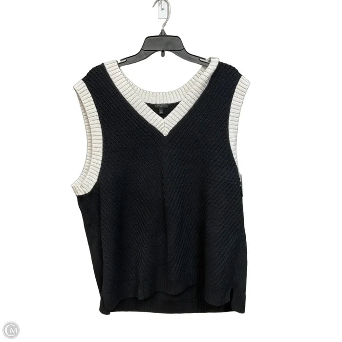 Vest Sweater By Talbots In Black & White, Size: 2x